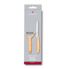 Набор из 2 кухонных ножей VICTORINOX Swiss Classic: нож для томатов и столовый нож 11 см, бежевый