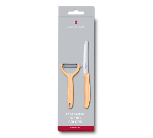 Набор из 2 кухонных ножей VICTORINOX Swiss Classic: нож для томатов и столовый нож 11 см, бежевый