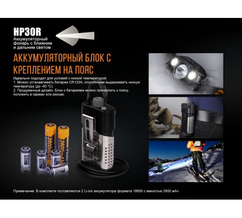 Налобный фонарь Fenix HP30R черный, HP30Rblack