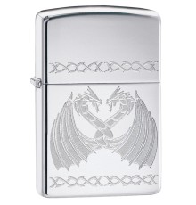 Зажигалка ZIPPO Dancing Dragons с покрытием High Polish Chrome, латунь/сталь, серебро, 38x13x57 мм