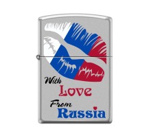 Зажигалка ZIPPO Из России с любовью, с покрытием Satin Chrome™, латунь/сталь, 38x13x57 мм
