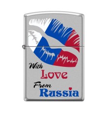 Зажигалка ZIPPO Из России с любовью, с покрытием Satin Chrome™, латунь/сталь, 38x13x57 мм