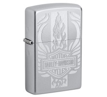 Зажигалка ZIPPO Harley-Davidson® c покрытием Satin Chrome™, латунь/сталь, серебристая, 38x13x57 мм