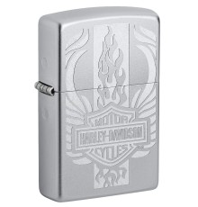 Зажигалка ZIPPO Harley-Davidson® c покрытием Satin Chrome™, латунь/сталь, серебристая, 38x13x57 мм