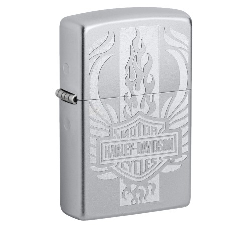 Зажигалка ZIPPO Harley-Davidson® c покрытием Satin Chrome™, латунь/сталь, серебристая, 38x13x57 мм