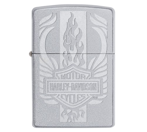 Зажигалка ZIPPO Harley-Davidson® c покрытием Satin Chrome™, латунь/сталь, серебристая, 38x13x57 мм