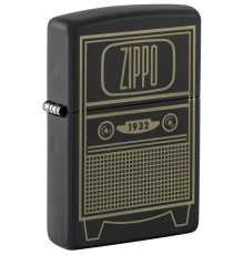 Зажигалка ZIPPO Vintage TV Design с покрытием Black Matte, латунь/сталь, черная, 38x13x57 мм
