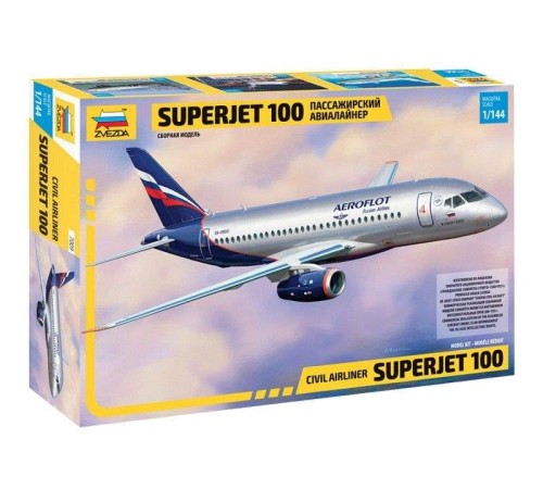 Сборная модель ZVEZDA Региональный пассажирский авиалайнер Superjet 100, 1/144