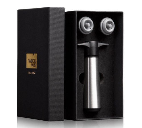 Вакуумный насос для вина Vacu Vin Stainless Steel + 2 пробки (подарочная упаковка)