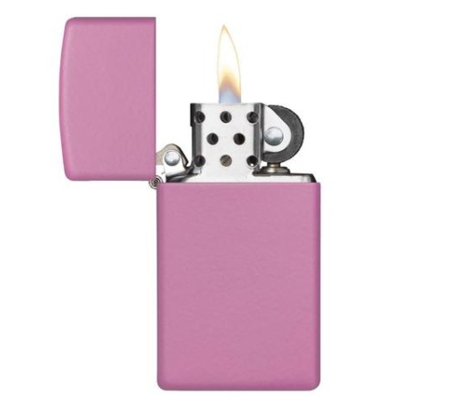Зажигалка ZIPPO Slim® с покрытием Pink Matte, латунь/сталь, розовая, матовая, 29x10x60 мм