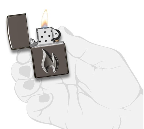 Зажигалка ZIPPO Armor™ с покрытием Black Ice®, латунь/сталь, чёрная, глянцевая, 38x13x57 мм