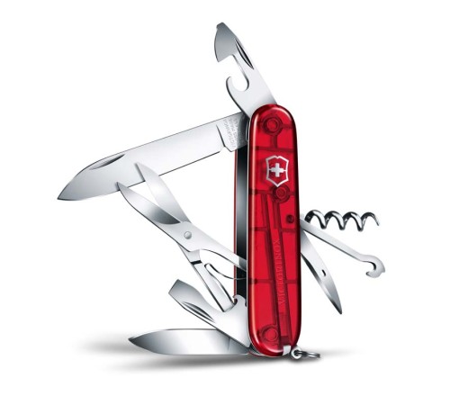 Нож перочинный VICTORINOX Climber, 91 мм, 14 функций, полупрозрачный красный