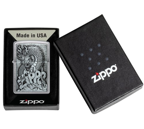 Зажигалка ZIPPO Classic с покрытием Brushed Chrome, латунь/сталь, серебристая, 38x13x57 мм