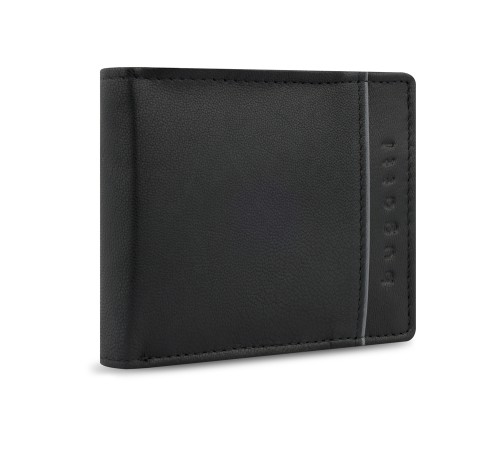 Портмоне BUGATTI Banda, с защитой данных RFID, чёрное, кожа козы/полиэстер, 10,5х2х8,3 см