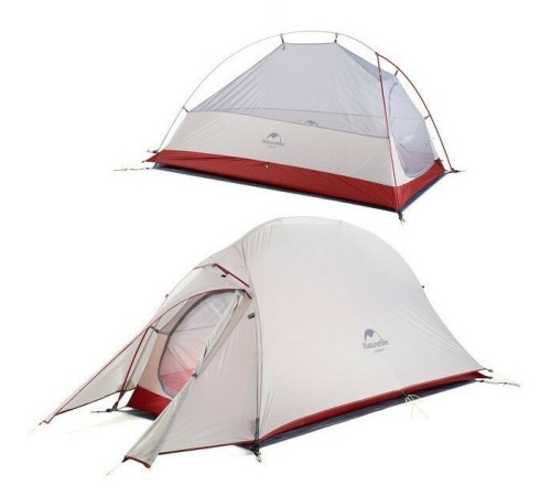 Палатка Naturehike Сloud up 1 NH18T010-T одноместная  с ковриком , серо-красная, 6927595730522
