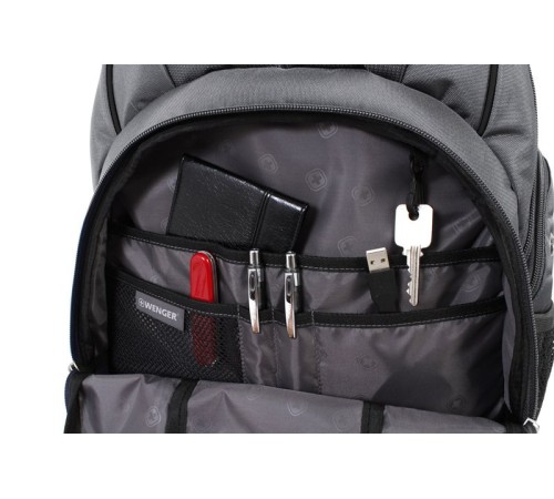 Рюкзак WENGER,15” серый/серебристый, полиэстер 900D/М2 добби, 34x16x48 см, 26 л