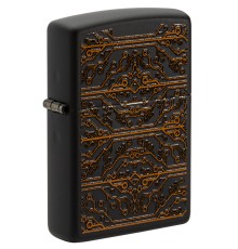 Зажигалка ZIPPO Circuit Pattern с покрытием Black Matte, латунь/сталь, чёрная, матовая, 38x13x57 мм