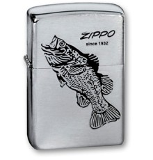 Зажигалка ZIPPO Black Bass, с покрытием Brushed Chrome, латунь/сталь, серебристая, 38x13x57 мм