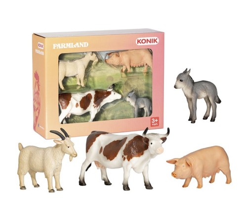 Фигурка KONIK набор животных фермы: козел, овца, осел, корова