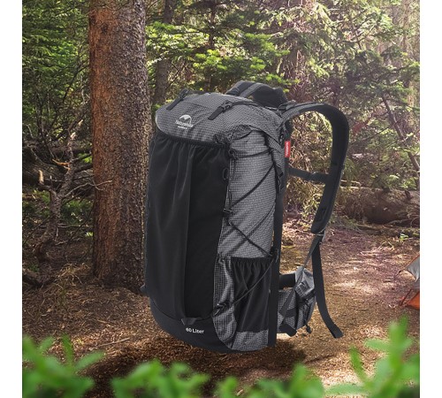 Рюкзак Naturehike Rock Series NH19BP095 60L+5L с рамой, dyneema,  черный, 6927595761649