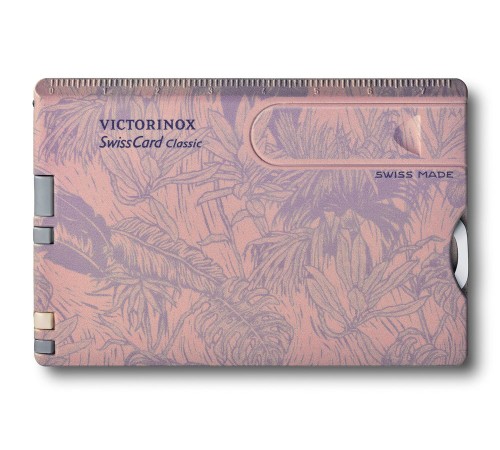 Швейцарская карточка VICTORINOX SwissCard Classic Spring Spirit, 10 функций, розово-сиреневая