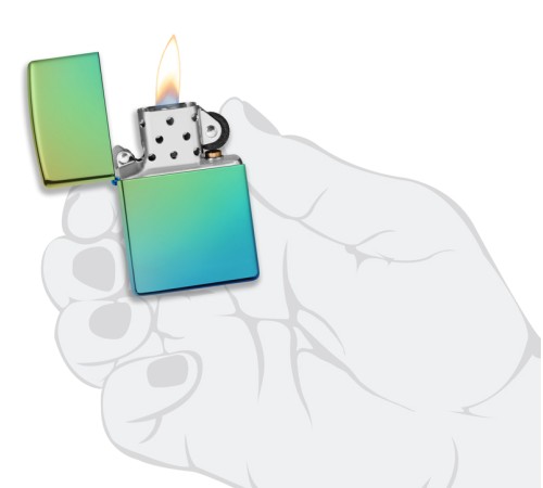 Зажигалка ZIPPO Classic с покрытием High Polish Teal, латунь/сталь, зелёная, глянцевая, 38x13x57 мм