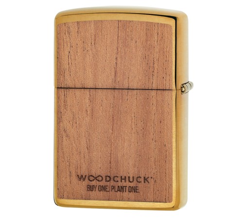 Зажигалка ZIPPO WOODCHUCK с покрытием Brushed Brass, латунь/сталь/, золотистая, матовая, 38x13x57 мм