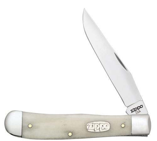 Нож перочинный ZIPPO Smooth Natural Bone Trapper, 105 мм, цвет слоновой кости + ЗАЖИГАЛКА ZIPPO 207