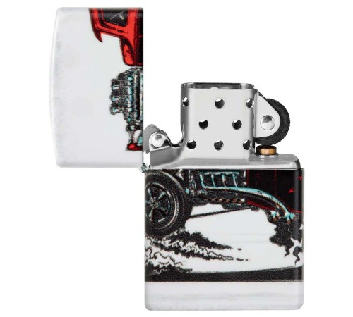 Зажигалка ZIPPO Hot Rod Design с покрытием 540 Matte, латунь/сталь, белая, матовая, 38x13x57 мм