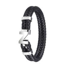 Браслет ZIPPO Steel Braided Leather Bracelet, чёрный, натуральная плетёная кожа/сталь, 20 см