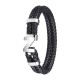 Браслет ZIPPO Steel Braided Leather Bracelet, чёрный, натуральная плетёная кожа/сталь, 20 см
