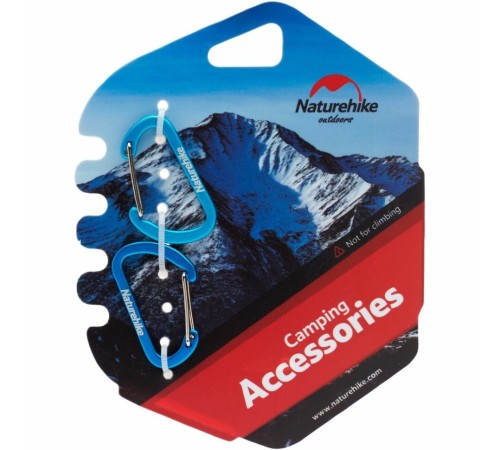 Карабин Naturehike NH15A004-H  D-образный мини 4см 2 упаковки голубой, 6927595717318