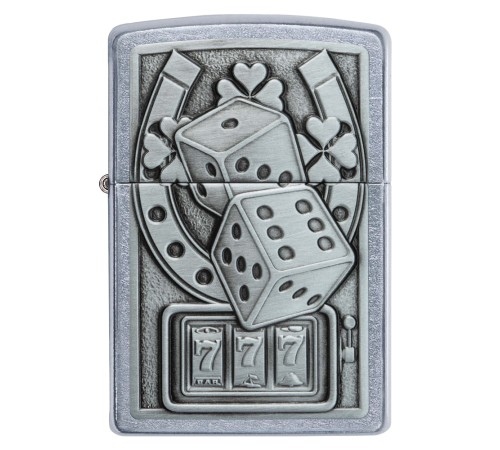 Зажигалка ZIPPO Lucky 7 с покрытием Street Chrome, латунь/сталь, серебристая, 38x13x57 мм