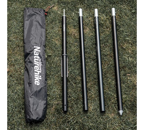 Стойка для тента Naturehike NH20PJ040 алюминиевый сплав 2.4 м, 4 секции, цвет черный, 6927595782538