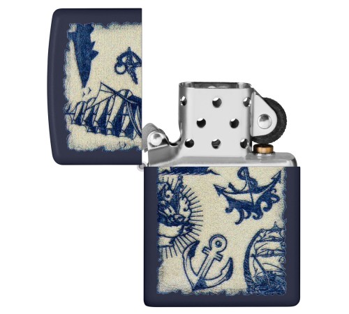 Зажигалка ZIPPO Nautical Design с покрытием Navy Matte, латунь/сталь, синяя, матовая, 38x13x57 мм