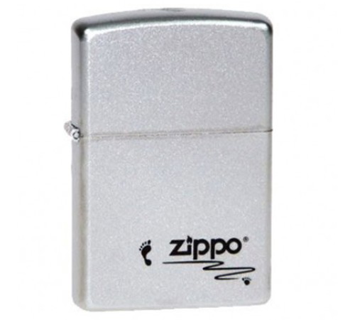 Зажигалка ZIPPO Footprints, с покрытием Satin Chrome™, латунь/сталь, серебристая, 38x13x57 мм