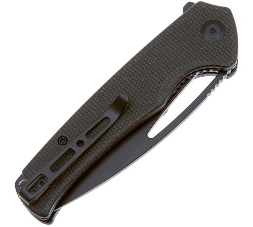 Складной нож SENCUT Mims 9Cr18MoV Steel Black Stonewashed Handle Dark Green Canvas Micarta