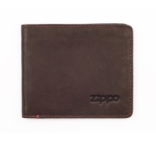 Портмоне ZIPPO, коричневое, натуральная кожа, 11x1,5x10 см