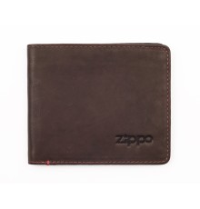 Портмоне ZIPPO, коричневое, натуральная кожа, 11x1,5x10 см
