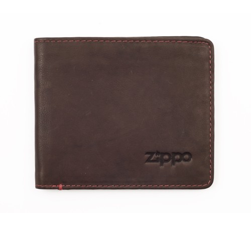 Портмоне ZIPPO, коричневое, натуральная кожа, 11x1,5x10 см