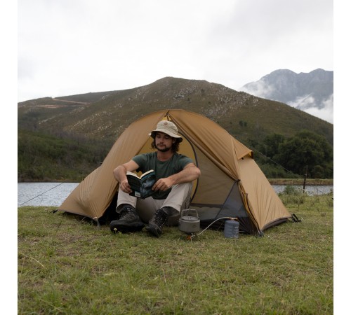 Палатка 1-местная Naturehike сверхлегкая + коврик NH18A095-D, 20D, коричневый, 6927595712818