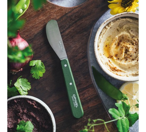 Нож для масла Opinel №117, деревянная рукоять, блистер, нержавеющая сталь, темно-зеленый, 003134