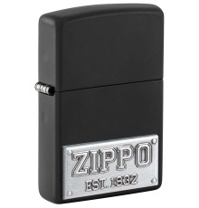Зажигалка ZIPPO License Plate с покрытием Black Matte, латунь/сталь, черная, 38x13x57 мм