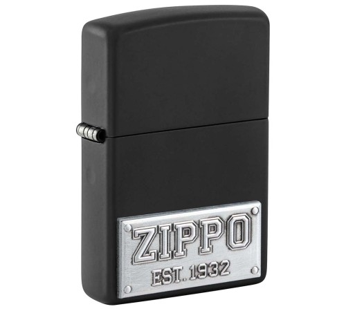 Зажигалка ZIPPO License Plate с покрытием Black Matte, латунь/сталь, черная, 38x13x57 мм