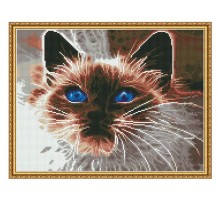 Алмазная мозаика с нанесенной рамкой 40х50 ДЫМЧАТЫЙ КОТ (21 цвет)
