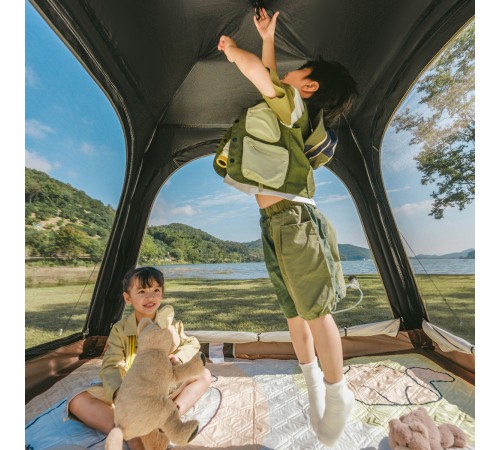 Палатка Naturehike Ango Automatic CNK2550WS010 трёхместная, большая, c навесом, бежевая с коричневым