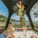 Палатка Naturehike Ango Automatic CNK2550WS010 трёхместная, большая, c навесом, бежевая с коричневым