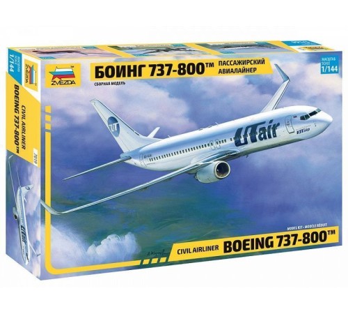 Сборная модель ZVEZDA Пассажирский авиалайнер Боинг 737-800, 1/144