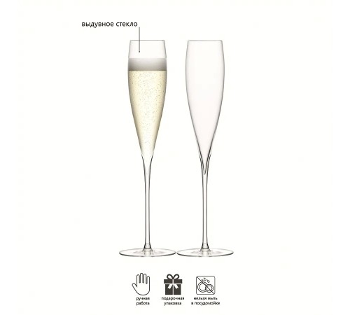 Набор из 2 бокал-флейт Lsa International Savoy 200 мл платина