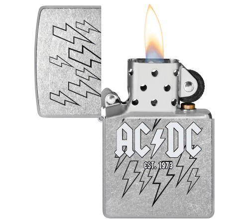 Зажигалка ZIPPO AC/DC с покрытием Street Chrome, латунь/сталь, серебристая, 38x13x57 мм